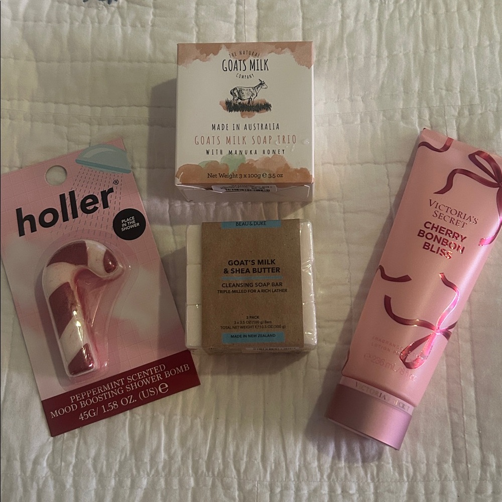 Victoria's Secret Lotion, Goat Milk soap, Holler shower bomb